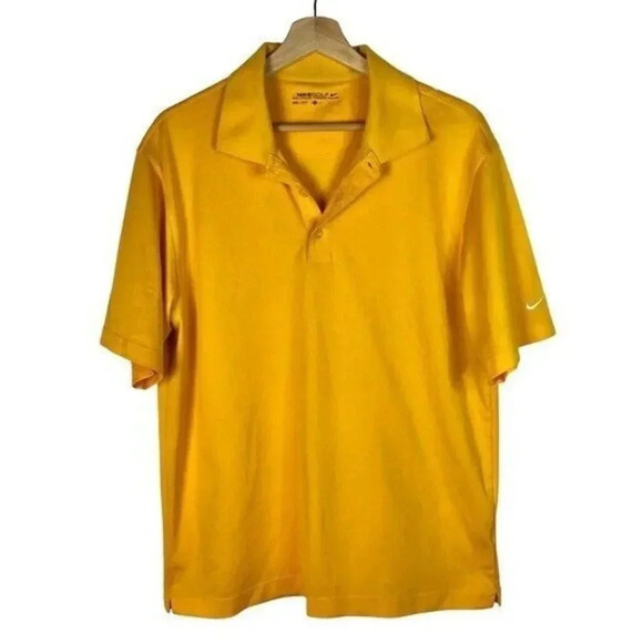 Nike Golf Dri-Fit Yellow Short Sleeve Athletic Golf Polo M - Picture 1 of 6